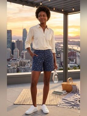 🆕 Lee Riders - Navy Floral Mid-Rise Bermuda Shorts